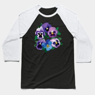 Pansies - Circle of Purple Pansies Baseball T-Shirt